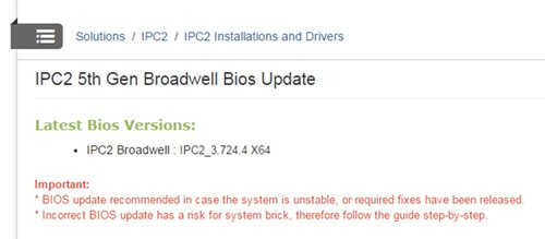 Intense PC2 Bios Update in our support system