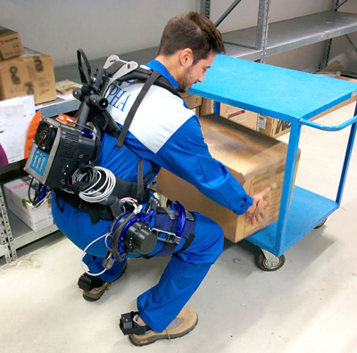 modular exoskeleton on worker's back modular exoskeleton on worker's back