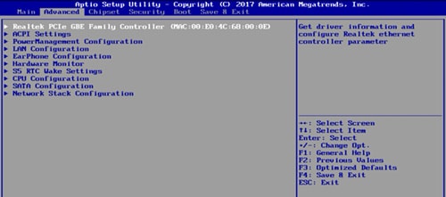 Bios advanced menu NGC-1